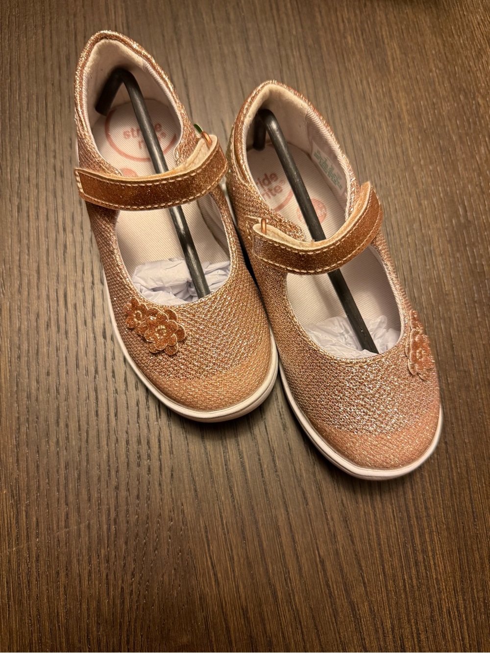 Stride Rite Girls Mary Jane Shoes in Rose Gold Glitter